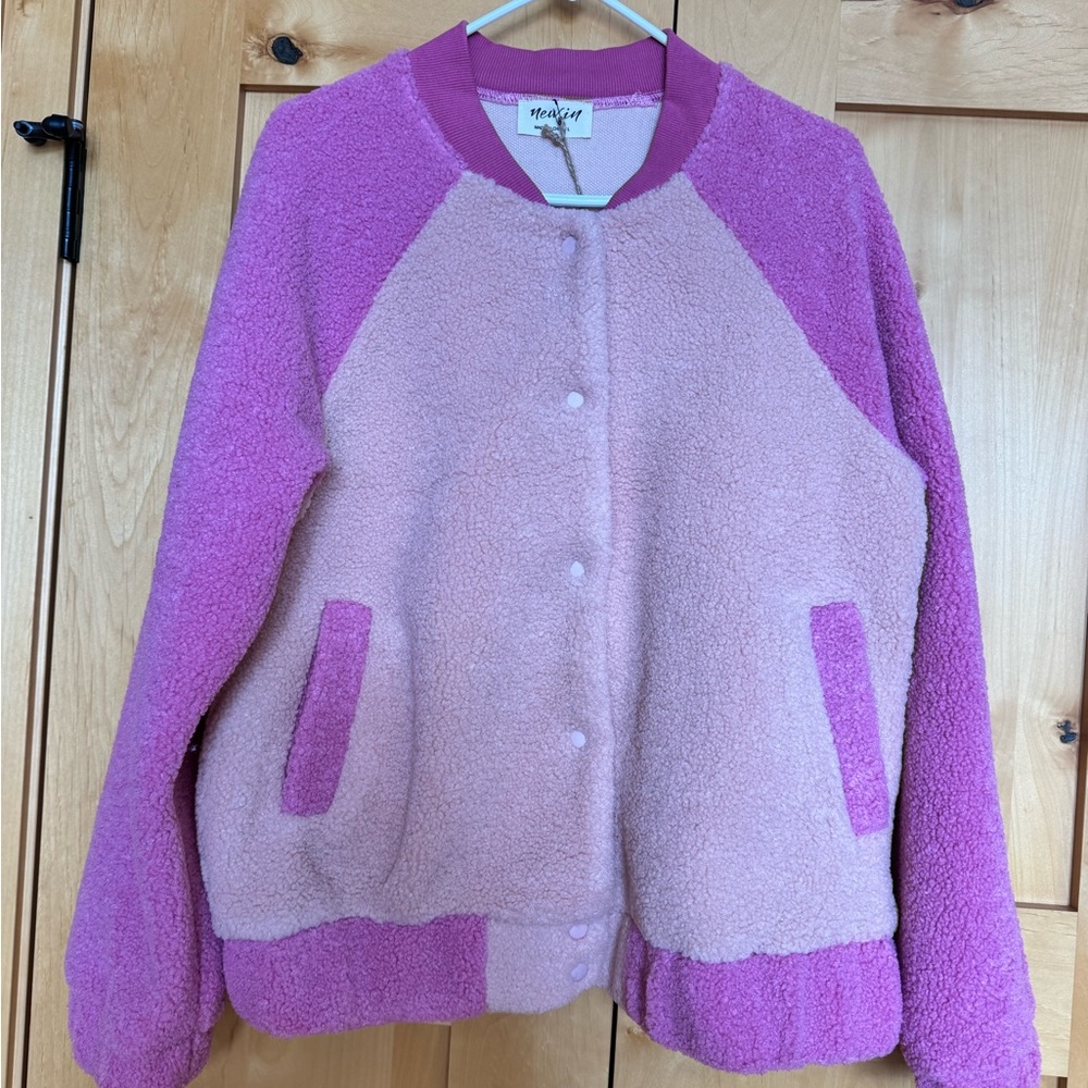 New In Women's Two Tone Pink Teddy Jacket